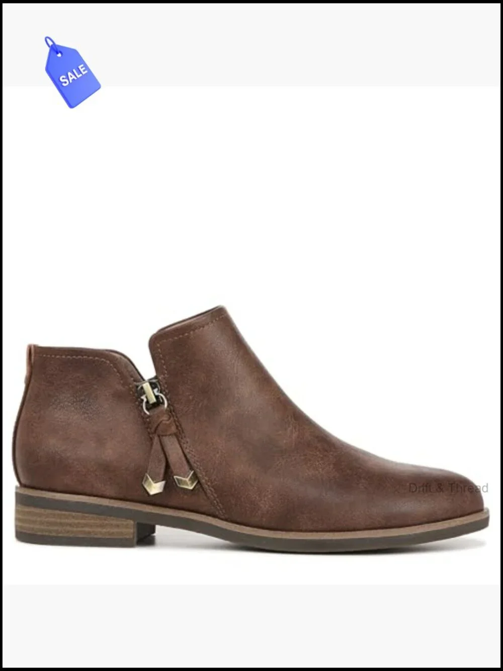 Faux Suede Ankle Booties Block Heel Side Zip